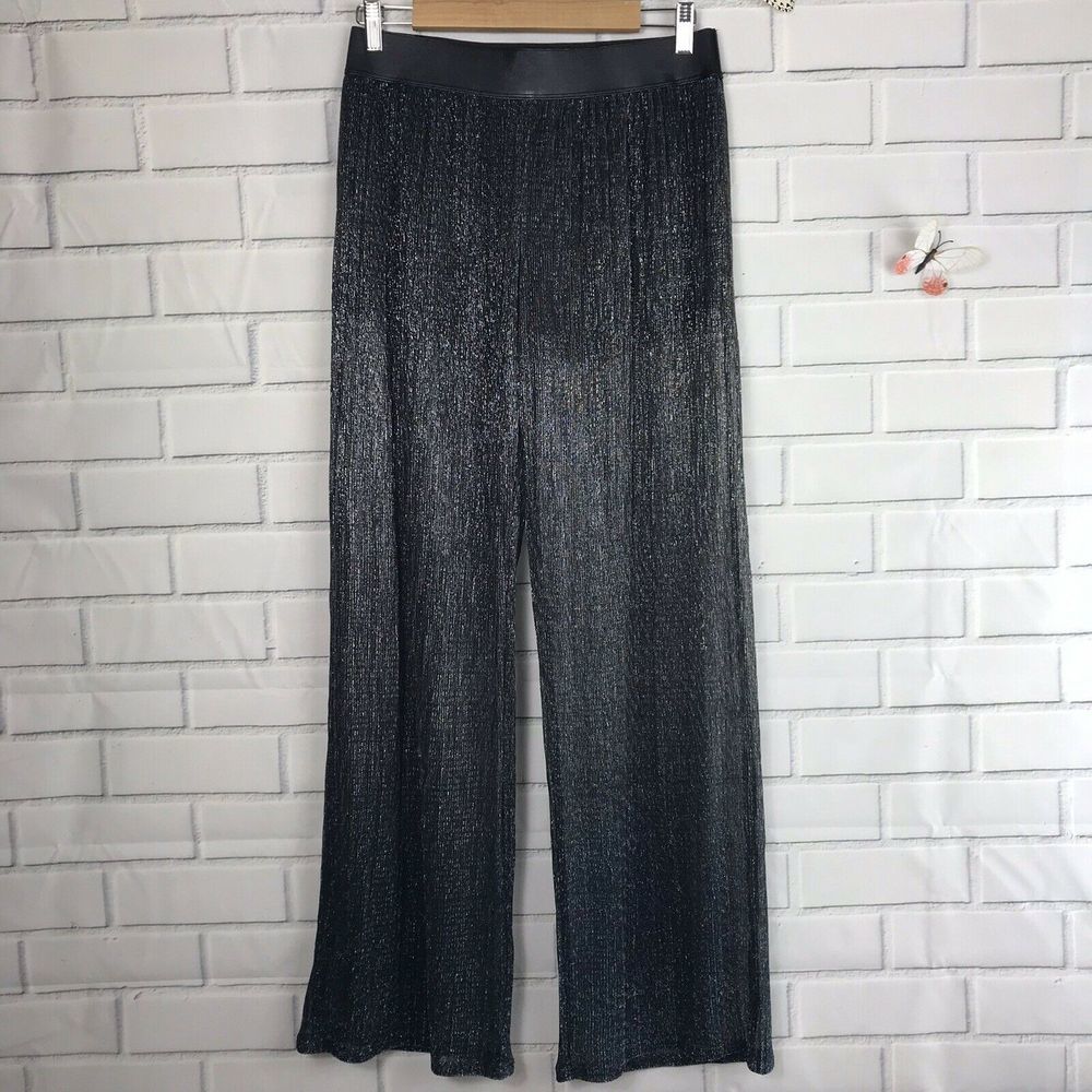 Bebop Metallic Palazzo Wide Leg Pants Sheer - Picture 3 of 8